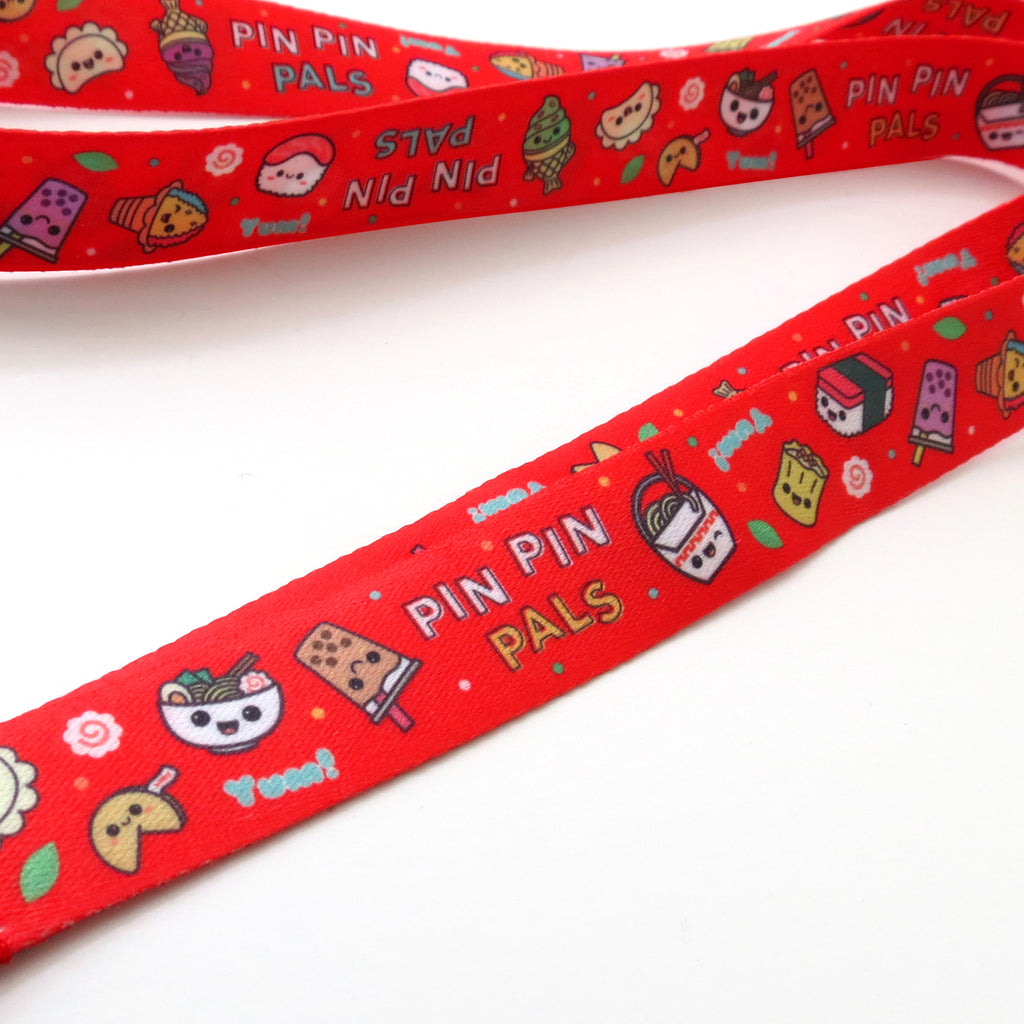 Close up of red Foodies lanyard